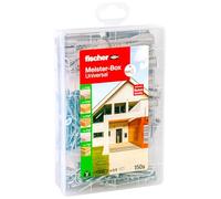 fischer Master Box Universale, set di tasselli e viti, 150 pezzi, diametro 6-8 mm, lunghezza 35-50 mm, per fai da te e professionisti, ideale per tutta la casa, tasselli universali UX con bordo