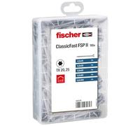 fischer MEISTER-BOX ClassicFast Assortimento Scatola con 110 viti per truciolato per interni in legno Materiali da costruzione Applicazioni Testa svasata Filettatura parziale Torx Drive Blu Zincato