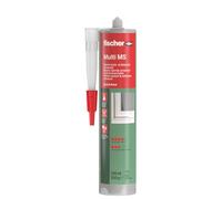 fischer Multi MS - Colla e sigillante, impermeabile, per incollaggi elastici, polimeri MS per molte applicazioni e superfici, 290 ml, bianco