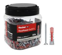 Fischer Propack Duopower 5x25, 300x Tasselli con Vite in Barattolo Riutilizzabile, per Fissaggio su Cemento, Muratura e Cartongesso, 572884