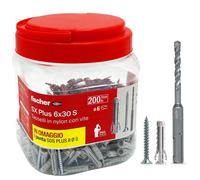 fischer Propack SX Plus 6 S 200 Tasselli 6x30 con Vite Punta Trapano SDS 6mm
