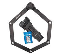 FISCHER Protec FN85 - Lucchetto pieghevole per bicicletta con 4 rulli numerici con 10.000 combinazioni di numeri, aste rivestite in plastica, con supporto e nastri in antiscivolo, lunghezza 85 cm
