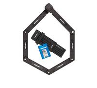 FISCHER PROTEC PLUS FK110 - Lucchetto pieghevole per bicicletta, con supporto e 3 chiavi, lunghezza: 110 cm, colore: Nero