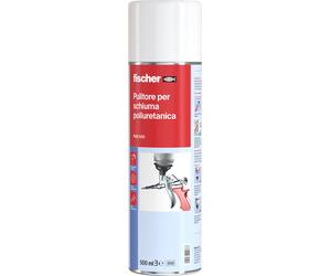Fischer PUR 500 Pulitore per schiuma poliuretanica 500 ml, solvente spray per pistola, beccuccio e adattatore, rimuove residui di schiuma fresca non indurita
