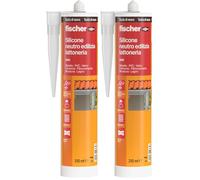 Fischer SBM 310 Testa di Moro, Silicone Sigillante Basso Modulo Neutro per Edilizia, Elastico, Inodore, Senza Solventi, Interni/Esterni, Lattoneria, Facciate, Vetrate (Confezione da 2)