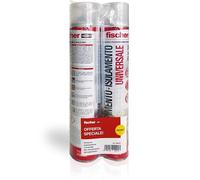 Fischer Schiuma Espansa Bi-Pack PU 1K 750 in Confezione Sigillata con Pellicola, Poliuretanica Universale, Manuale, Erogatore incluso
