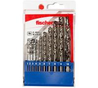 Fischer Set 10 Punte Trapano per Metallo, Professionali in Acciaio HSS-G, Diametro 1-2-3-4-5-6-7-8-9-10 mm, Attacco Cilindrico, per Acciaio, Lamiera, Ferro, Ghisa, Alluminio, 536603