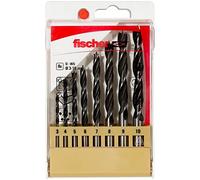 Fischer Set 8 Punte Trapano D-WS PL in Acciaio per Legno, Diametro 3-4-5-6-7-8-9-10mm, Attacco Cilindrico, per Legno Massiccio,Lamellare, Truciolare, 536609