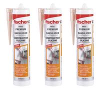 fischer Set da 3 pezzi, silicone inodore per interni ed esterni, resistente alle intemperie, per molte applicazioni e materiali da costruzione, protezione a lungo termine contro muffa, 310 ml, grigio