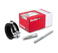 fischer Set di fascette stringitubo FGRS 25 - 30 gvz, set di 30 pezzi: 10 morsetti per tubi articolati FGRS 25 - 30,10 pezzi vite stecca ST8 x 80,10 pezzi tasselli universali UX10 x 60, art. 547058,