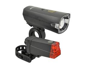 Fischer Set di luci per Bicicletta 12 Lux, Set di luci a Batteria, Luce Anteriore e Posteriore, Protezione dagli Spruzzi d'Acqua Secondo IP44, Approvato dalla StVZO, Nero