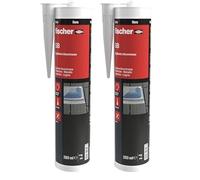 Fischer Sigillante Adesivo Bituminoso SB per Tetti e Tegole Canadesi, Grondaie, Membrane di Copertura, Colore Nero, 280 ml, 553127 (Confezione da 2)
