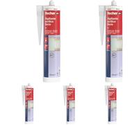 Fischer Sigillante Multiuso Acrilico Sa 310, Ottimo Per Supporti Porosi, Muro, Legno, Cartongesso, Inodore, 9386, Bianco (Confezione da 5)