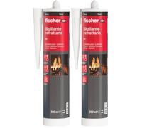 Fischer Sigillante Refrattario SR Nero, Fino a 1200° (1500° Picco), Resistente alle Alte Temperature e al Calore, per Giunti all'Interno di Caminetti, Barbecue, Stufe, Forni, Caldaie, 544448