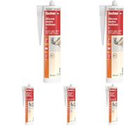 Fischer Silicone Sigillante Neutro SN TR, Inodore, Antimuffa, Senza Solventi, Multiuso per Interni ed Esterni, Trasparente (Confezione da 5)