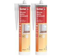 Fischer SNF Silicone Sigillante Legno Grigio, Pavimenti e Finestre, Neutro a Basso Modulo, Elastico, per Serramenti, Porte, Infissi, Inodore, Esterno/Interno, 9374 (Confezione da 2)