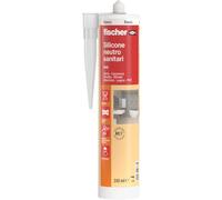 Fischer SNS Silicone Bianco per Bagno Antimuffa, Sigillante Sanitari Neutro, per Lavabo, WC, Vasca, Doccia, Inodore, Uso Esterno/Interno, 9383