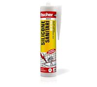 Fischer SNS Silicone Bianco per Bagno Antimuffa, Sigillante Sanitari Neutro, per Lavabo, WC, Vasca, Doccia, Inodore, Uso Esterno/Interno, 9383