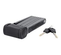 FISCHER Soft Touch PROTEC FKS110 - Lucchetto pieghevole per bicicletta, con chiave, aste rivestite in plastica, con supporto e nastri in velcro antiscivolo, lunghezza 110 cm, colore: Nero