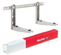 Fischer Staffe KLIMA INOX per Climatizzatore Unità Esterna, Lunghezza Braccio 450 mm, Mensole e Viti in Acciaio Inox, con Tasselli Originali Fischer e Piedini Antivibranti