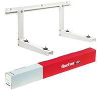 Fischer Staffe per Climatizzatore Unità Esterna KLIMA TOP VITI INOX, Lunghezza Braccio 480 mm, Mensole Acciaio Zincato, Viti Acciaio Inox, Include Sistema Fissaggio Fischer SX e Piedini Antivibranti
