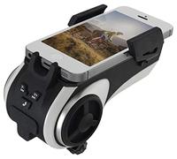 Fischer Supporto universale per smartphone con carillon e power bank per bicicletta, compatibile con smartphone da 50 a 90 mm