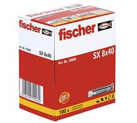 Fischer Tasselli Ad Espansione SX 8 x 40, Casella Con 100 Nylondübeln, Tassello per Ottimale Fermata A Infissi IN Cemento,Hochlochziegel,Calcestruzzo Aerato,Vollziegel Molto Altro Ancora