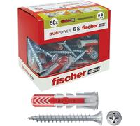 Fischer Tasselli Duopower con vite 6 x 30 mm 50 pezzi per muro pieno, mattone forato, cartongesso