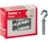 Fischer Tasselli in Acciaio TA M6 con Gancio, Diametro Foro 10 mm, per Cemento Armato, Calcestruzzo e Murature Piene, 6 Pz, 71256