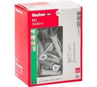Tassello con vite 'fu-v' fu 10x60v - ø 10x60 mm - vite 6x80 mm (25 pezzi) FISCHE