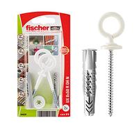 Fischer Tasselli UX 8 x 50 con Ganci ad Occhiolo Design, Bianco, 2 Pezzi, per Muro Pieno, Forati, Cartongesso, 94629, 8 x 50 mm