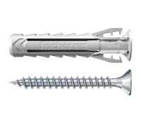 fischer - Tassello in nylon ad espansione SX Plus 5x25 con collo e viti, tutti i materiali/Blister di 25