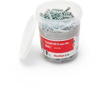 Fischer UV 6 S, Secchiello con 250 Tasselli con Vite, Misura 6 x 30 mm, 250 Tasselli + 250 Viti, Ideali per Mattoni Pieni e Forati, 531386, Grigio