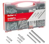 Fischer Valigetta Drill & Fix, 170 Tasselli con Vite + Punte per Trapano Muro