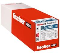 Fischer Viti per Legno e Costruzioni PowerFast FPF II CTP 8,0x180, Filettatura Parziale, Testa Svasata Piana, Impronta Torx, Zincata Bianca, 50 Pz, 566314