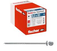 Fischer Viti per Legno e Costruzioni PowerFast FPF II STP 8,0x80, Filettatura Parziale, Testa Svasata Flangiata per Installazione a Scomparsa o a Filo Superficie, Impronta Torx, 50 Pz, 566355