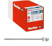 Fischer Viti per Legno e Costruzioni PowerFast FPF II WTP 10,0x100, Filettatura Parziale, Testa Svasata Flangiata, Impronta Torx, Zincata Bianca, 50 Pz, 566339