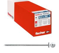 Fischer Viti per Legno e Costruzioni PowerFast FPF II WTP 10,0x260, Filettatura Parziale, Testa Svasata Flangiata, Impronta Torx, Zincata Bianca, 50 Pz, 566347