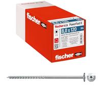Fischer Viti per Legno e Costruzioni PowerFast FPF II WTP 8,0x120, Filettatura Parziale, Testa Svasata Flangiata, Impronta Torx, Zincata Bianca, 50 Pz, 566334