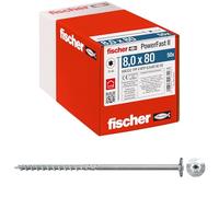Fischer Viti per Legno e Costruzioni PowerFast FPF II WTP 8,0x80, Filettatura Parziale, Testa Svasata Flangiata, Impronta Torx, Zincata Bianca, 50 Pz, 566332