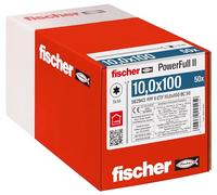 Fischer Viti per Legno e Costruzioni PowerFull II CTF 10,0x100 mm, Filetto Totale, Testa Svasata Piana, Impronta Torx, Zincata Bianca, 50 Pz, 562943