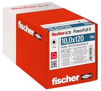 Fischer Viti per Legno e Costruzioni PowerFull II CTF 10,0x120 mm, Filetto Totale, Testa Svasata Piana, Impronta Torx, Zincata Bianca, 50 Pz, 562944
