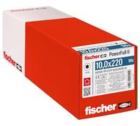 Fischer Viti per Legno e Costruzioni PowerFull II CTF 10,0x220 mm, Filetto Totale, Testa Svasata Piana, Impronta Torx, Zincata Bianca, 50 Pz, 562949