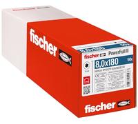 Fischer Viti per Legno e Costruzioni PowerFull II CTF 8,0x180 mm, Filetto Totale, Testa Svasata Piana, Impronta Torx, Zincata Bianca, 50 Pz, 562934
