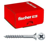 Fischer Viti per Legno o Truciolare a Filetto Parziale, Pozi, Testa Svasata Piana, Blu (Passivato), 3.5 x 40 mm