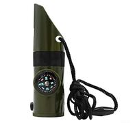 Fischietto 7 in 1 con indicatore di temperatura ambiente a LED per bussola e specchio di segnalazione per sicurezza esterna e preparazione