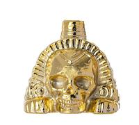 Fischietto della morte azteco, 125 decibel, vero e proprio teschio umano che urla, per Halloween e il giorno dei morti (oro)