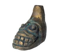 Fischietto della morte azteco, fino a 125+ decibel, fischietto della morte azteco che urla, più forte, autentico, umano, ehecachichtli, suono, urla, fischietto da guerra (bronzo)