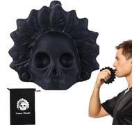 Fischietto Della Morte Azteco, Fischietto da Guerra Azteco Urlante, Le Urla Umane Più Forti e Autentiche con Custodia con Coulisse (Fischietto del Dio del Vento Nero)