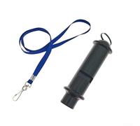 Fischietto in metallo, a doppia camera, ad alta frequenza, con cordino, per escursionismo, campeggio, corsa, sopravvivenza e allarme di auto-protezione (nero)